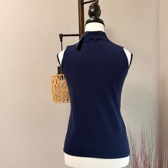 Ann Taylor Navy Blue Sleeveless Mock Neck Sweater Top Petite Small - Picture 2 of 4
